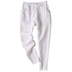 Iximo 100% Linen Paperbag Pants Women’s Size XXL in White NWOT!